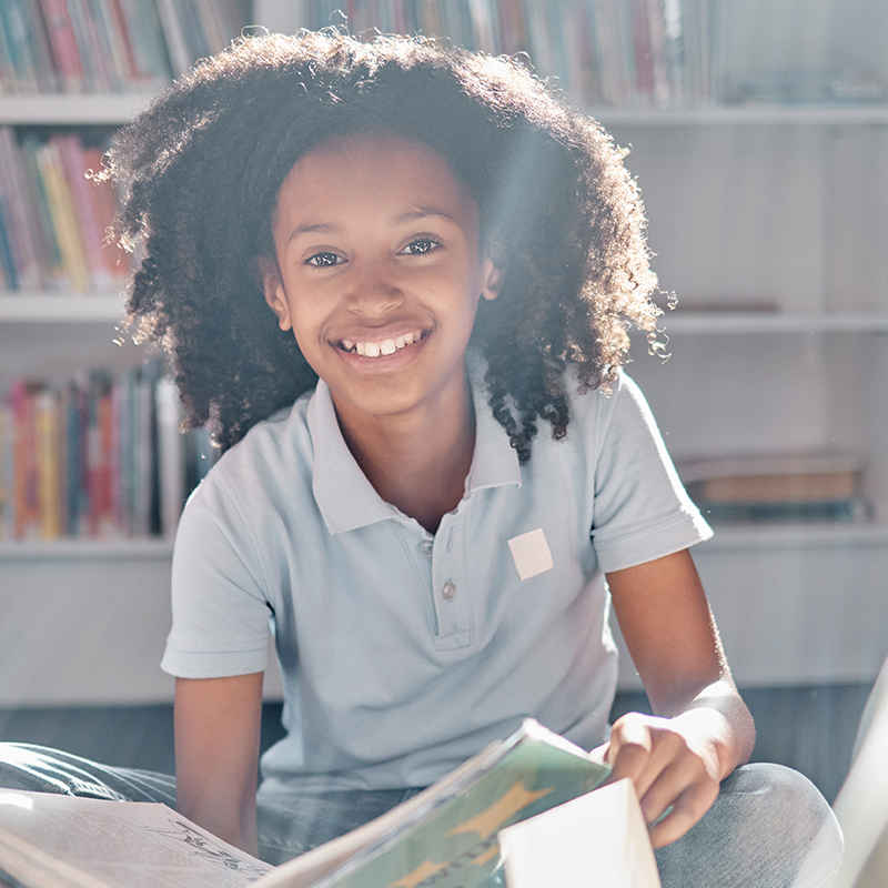 Student reading a book